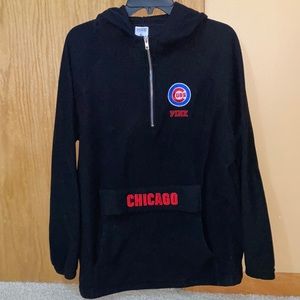VS PINK Chicago Cubs Pullover Quarter Zip Hoodie
